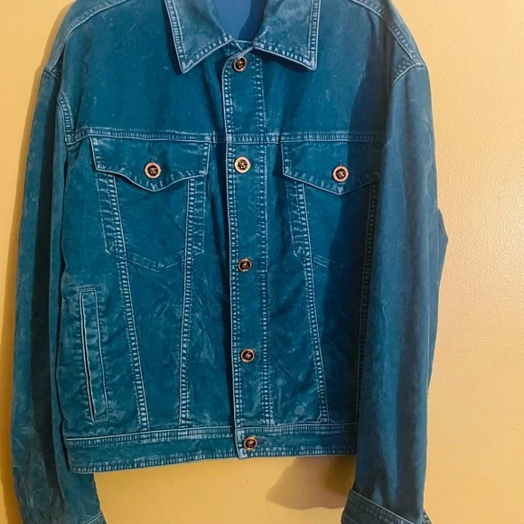 versace velvet- suede jean jacket size 48/M - Picture 4 of 7